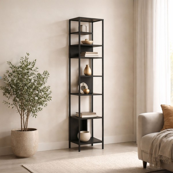 Regal aus schwarzem Metall 40 x 180 cm – New York