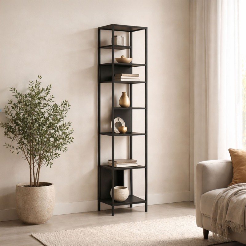 Regal aus schwarzem Metall 40 x 180 cm – New York