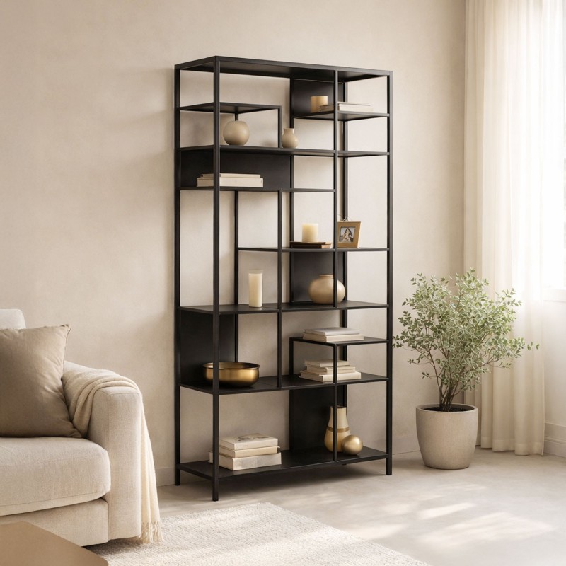 Regal aus schwarzem Metall 90 x 180 cm – New York