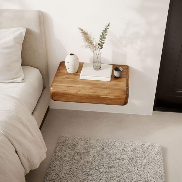 Hängender Nachttisch aus Massivholz mit Schublade – Elia