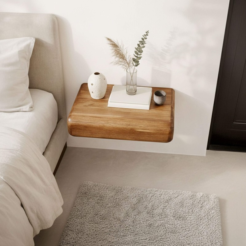 Hängender Nachttisch aus Massivholz mit Schublade – Elia