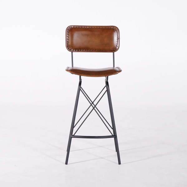 Design Barstuhl aus braunem Leder