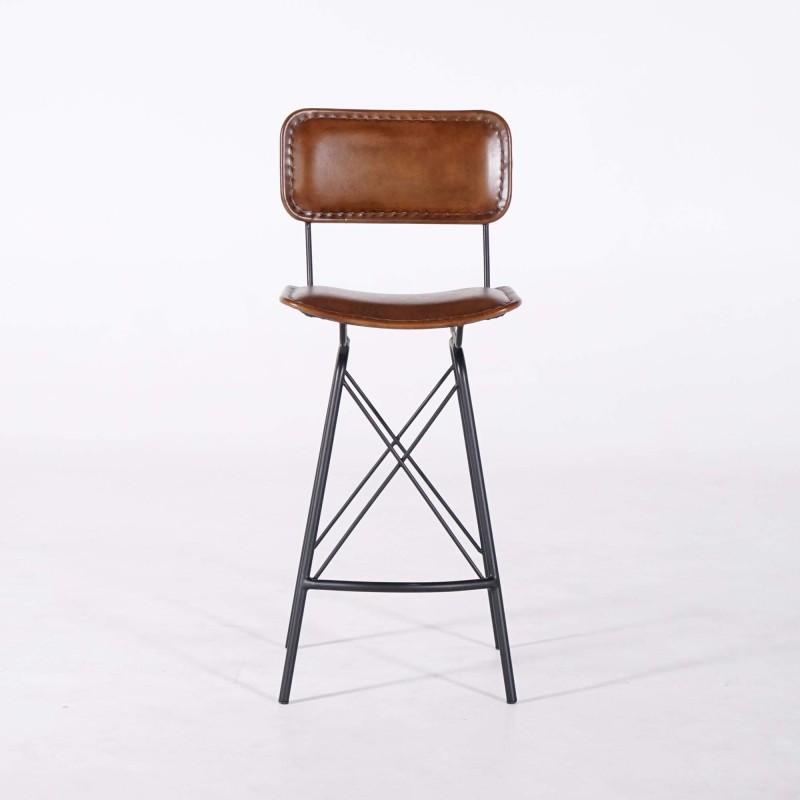 Design Barstuhl aus braunem Leder