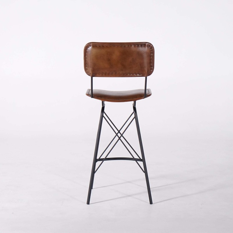 Design Barstuhl aus braunem Leder
