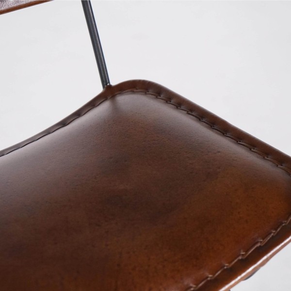 Design Barstuhl aus braunem Leder