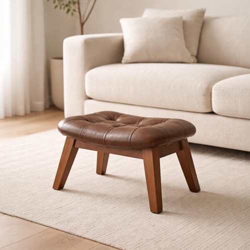 Beistellhocker aus Leder - Plaza