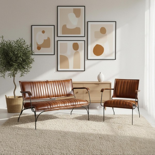 Vintage-Ledersofa (3-Sitzer) in Braun – Cosy