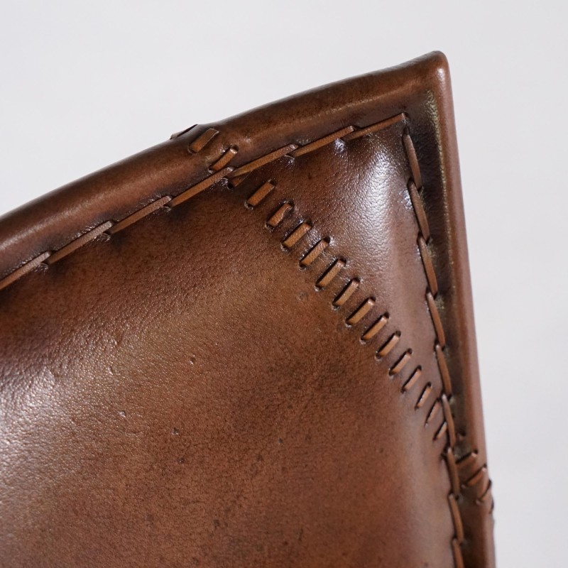 Vintage-Küchenhochstuhl aus Metall und Leder - Smart