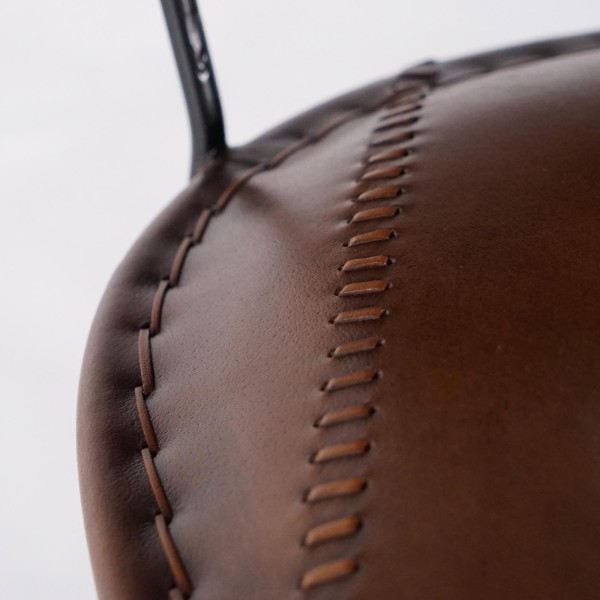 Vintage-Küchenhochstuhl aus Metall und Leder - Smart