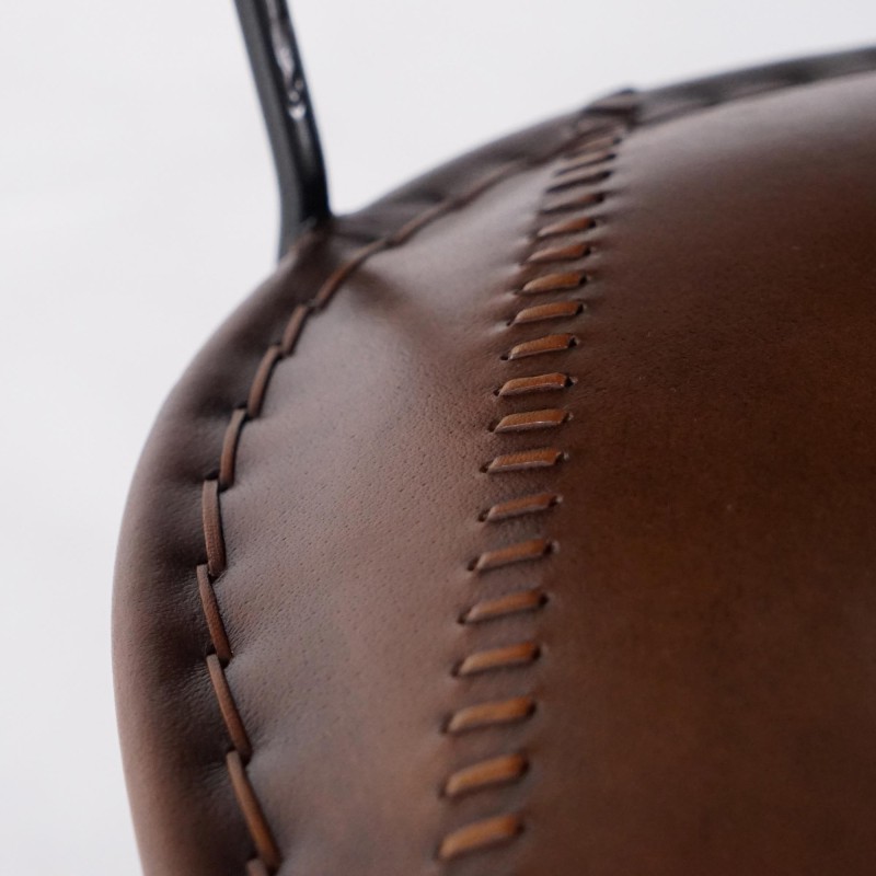 Vintage-Küchenhochstuhl aus Metall und Leder - Smart