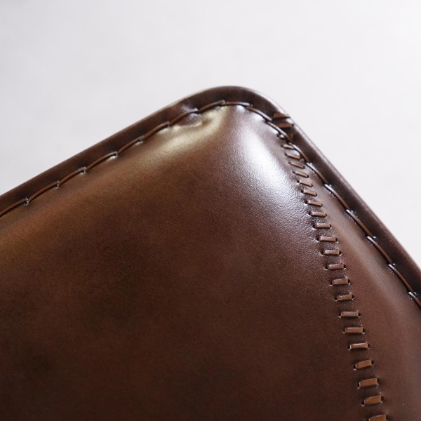 Vintage-Küchenhochstuhl aus Metall und Leder - Smart