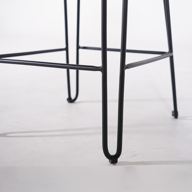 Vintage-Küchenhochstuhl aus Metall und Leder - Smart