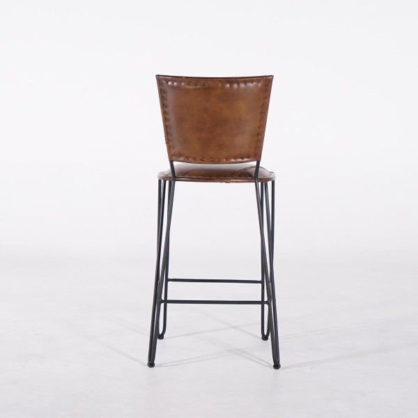 Vintage-Küchenhochstuhl aus Metall und Leder - Smart