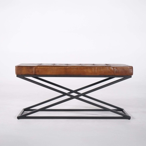 Bank aus Naturleder und Metall - Clay