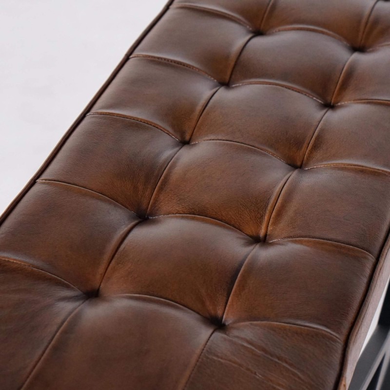 Bank aus Naturleder und Metall - Clay