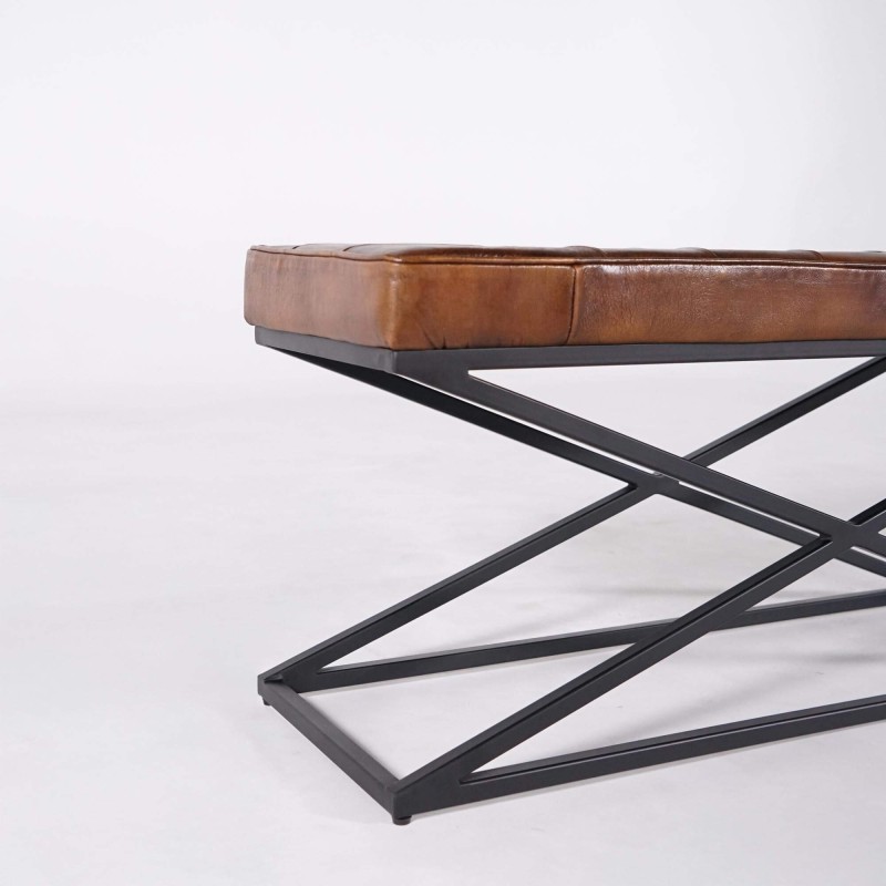 Bank aus Naturleder und Metall - Clay