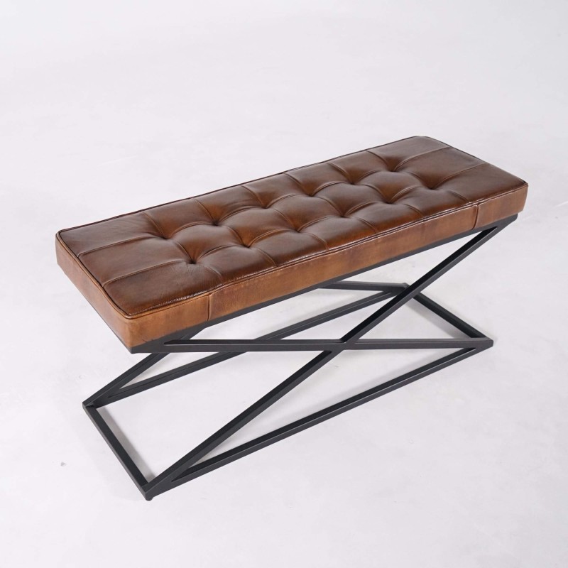 Bank aus Naturleder und Metall - Clay