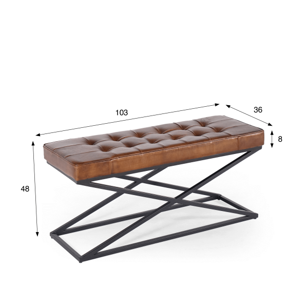 Bank aus Naturleder und Metall - Clay