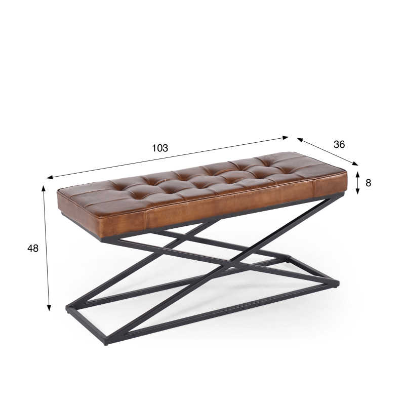 Bank aus Naturleder und Metall - Clay