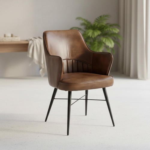 Vintage-Lederstuhl mit...