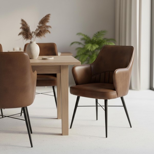 Vintage-Lederstuhl mit Armlehnen - Yard