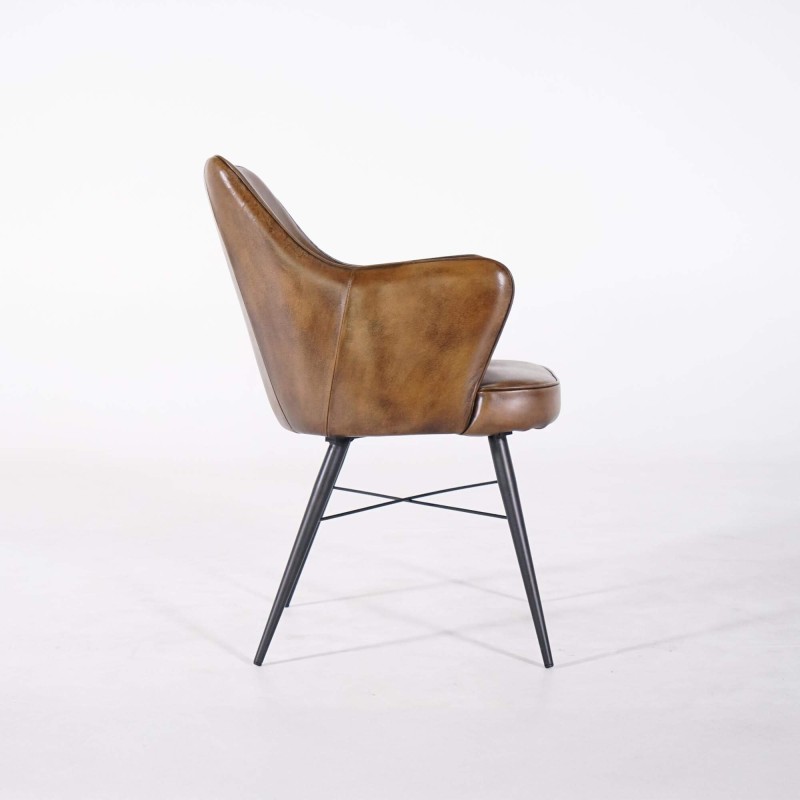 Vintage-Lederstuhl mit Armlehnen - Yard