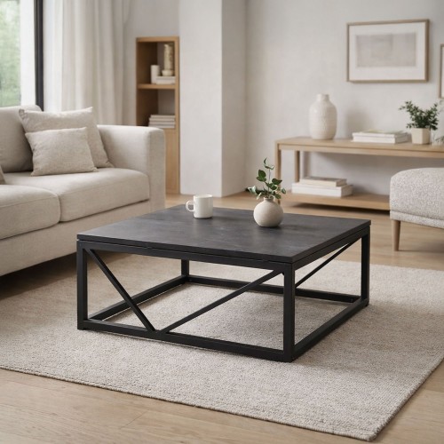 Quadratischer Couchtisch aus schwarzem Marmor - Verona