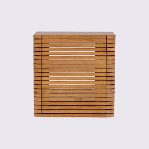 Hängendes Badmöbel aus Teakholz - Lattis