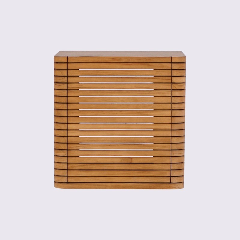 Hängendes Badmöbel aus Teakholz - Lattis