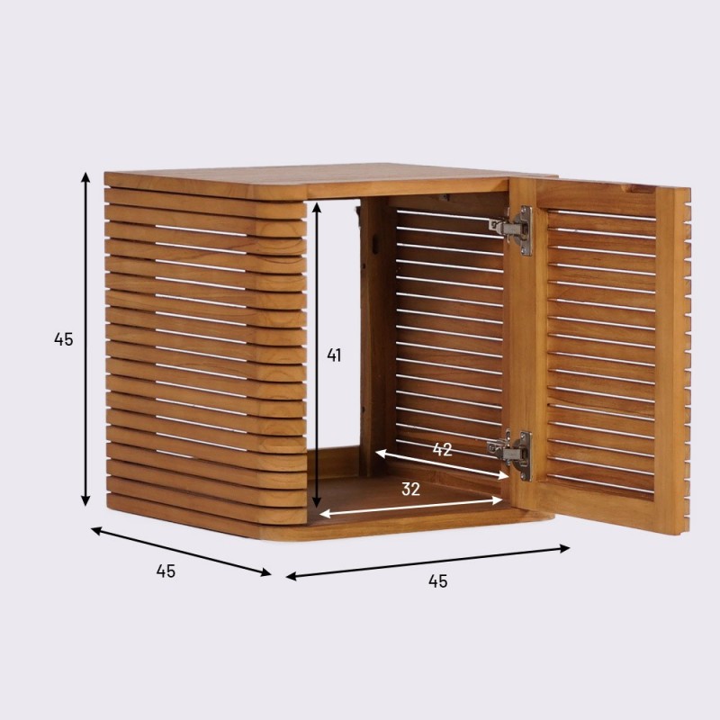 Hängendes Badmöbel aus Teakholz - Lattis