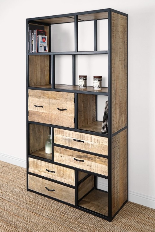 Bücherregal Industrielles Regal Massivholz 185 cm x 100 cm - Walter