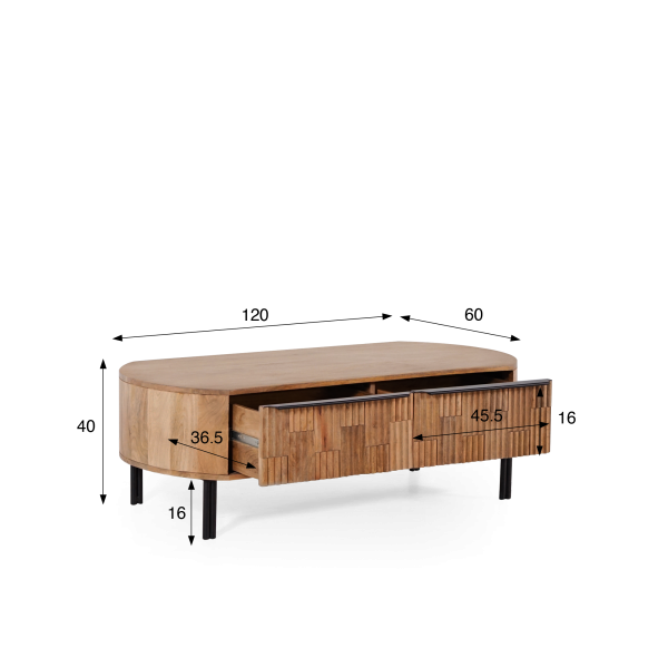 Couchtisch aus massivem Mangoholz – Uma