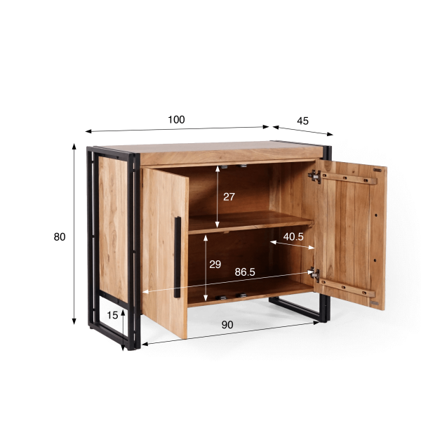 Sideboard aus Massivholz im Industrial Style 100 cm - Liverpool