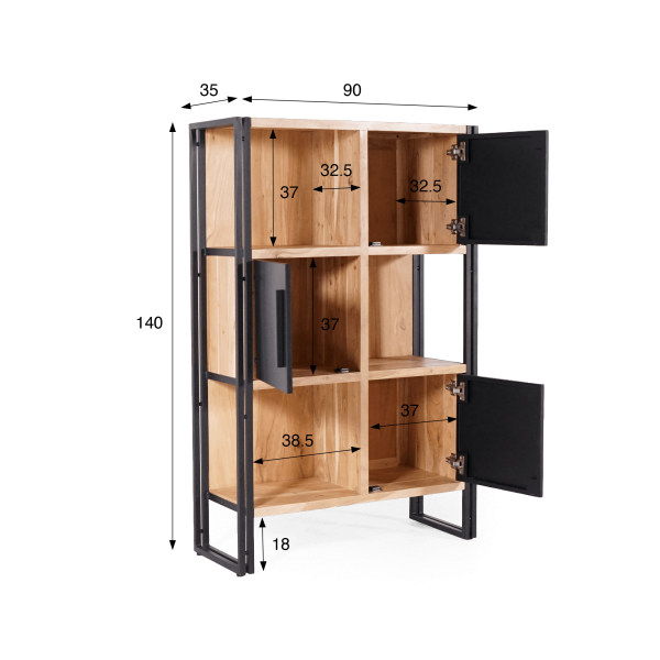 Bücherregal aus Massivholz und Metall - Liverpool