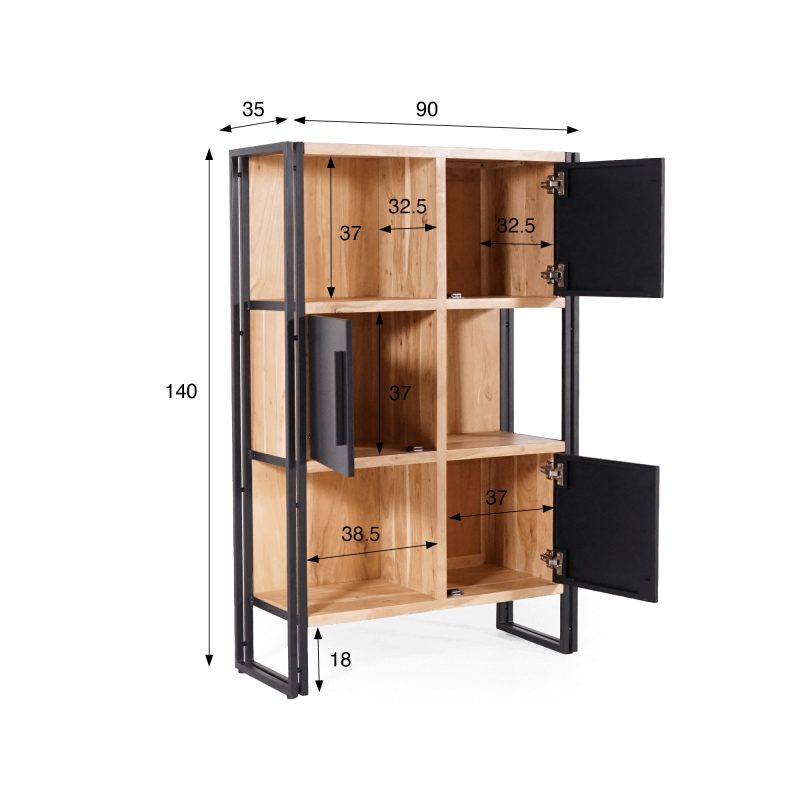 Bücherregal aus Massivholz und Metall - Liverpool