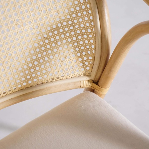 Sessel aus natürlichem Rattan mit beigem Kissen - Yuki