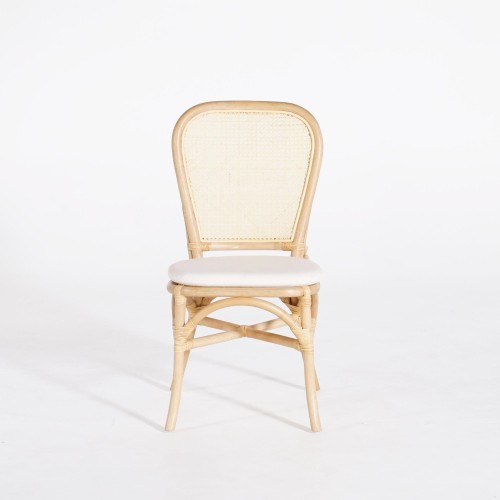 Stuhl aus natürlichem Rattan mit beigem Kissen - Louna