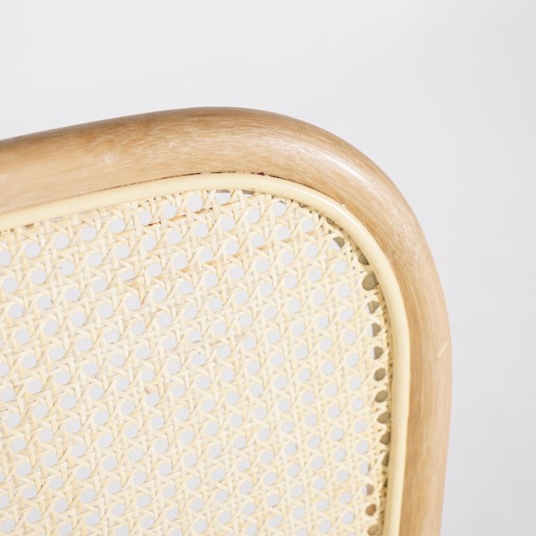 Stuhl aus natürlichem Rattan mit beigem Kissen - Louna