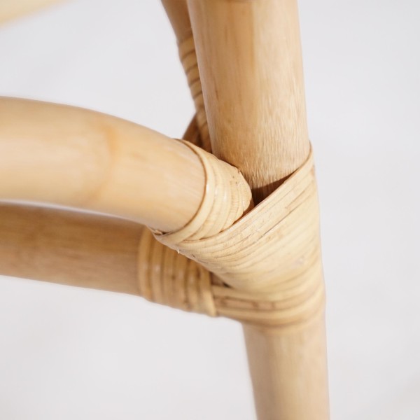 Stuhl aus natürlichem Rattan mit beigem Kissen - Louna