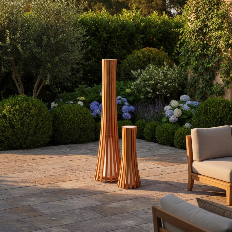 Außenlampe aus Teakholz H100 cm - Liven