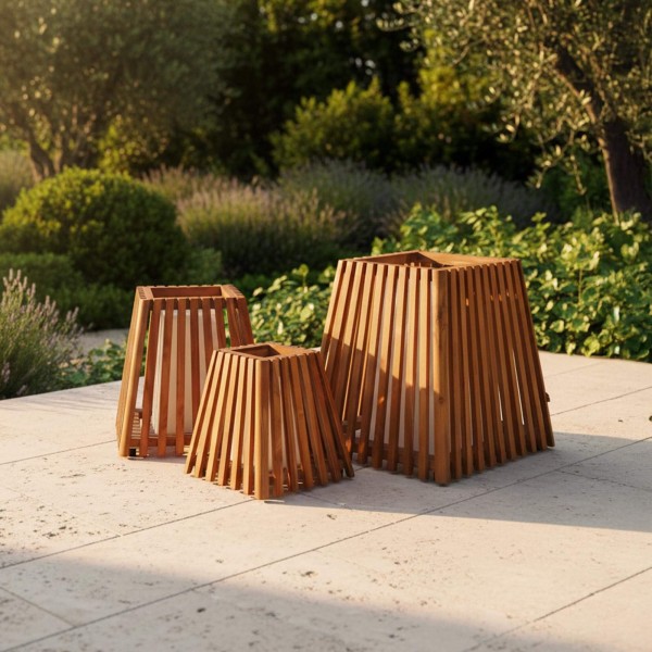 Außenlampe aus Teakholz H50 cm - Nori