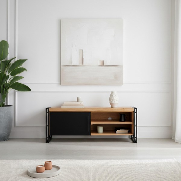TV Lowboard aus Massivholz und Metall - Liverpool