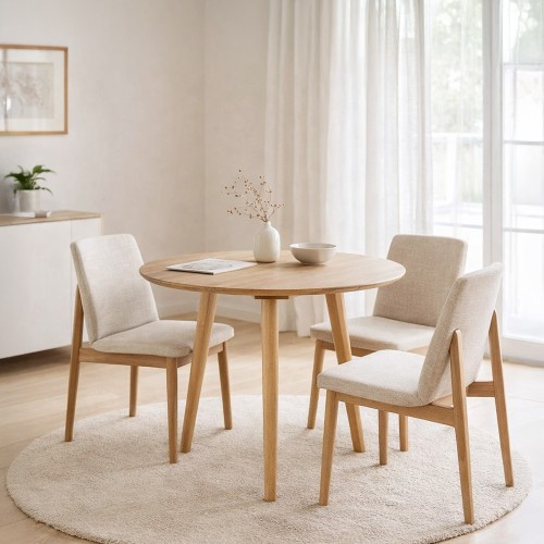 Runder Esstisch aus massiver Eiche 90 cm