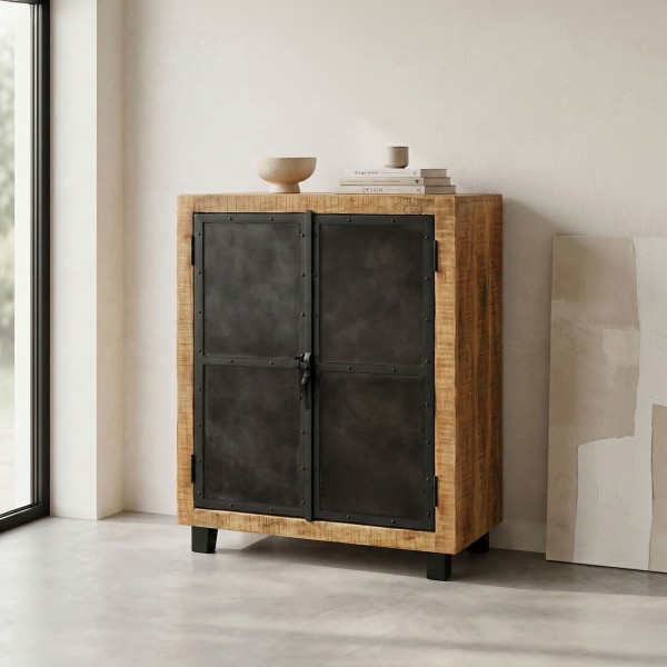 Kleines Sideboard aus Holz und Metall - Brooklyn