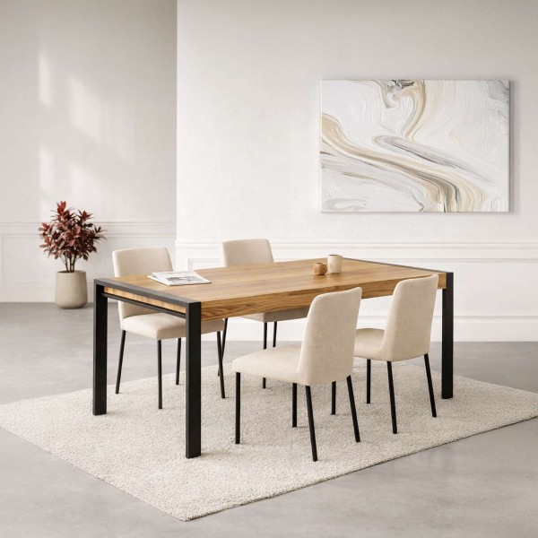 Esstisch aus Massivholz und Metall - Liverpool