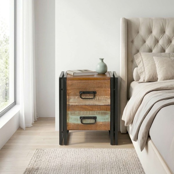 Industrieller Nachttisch aus Holz