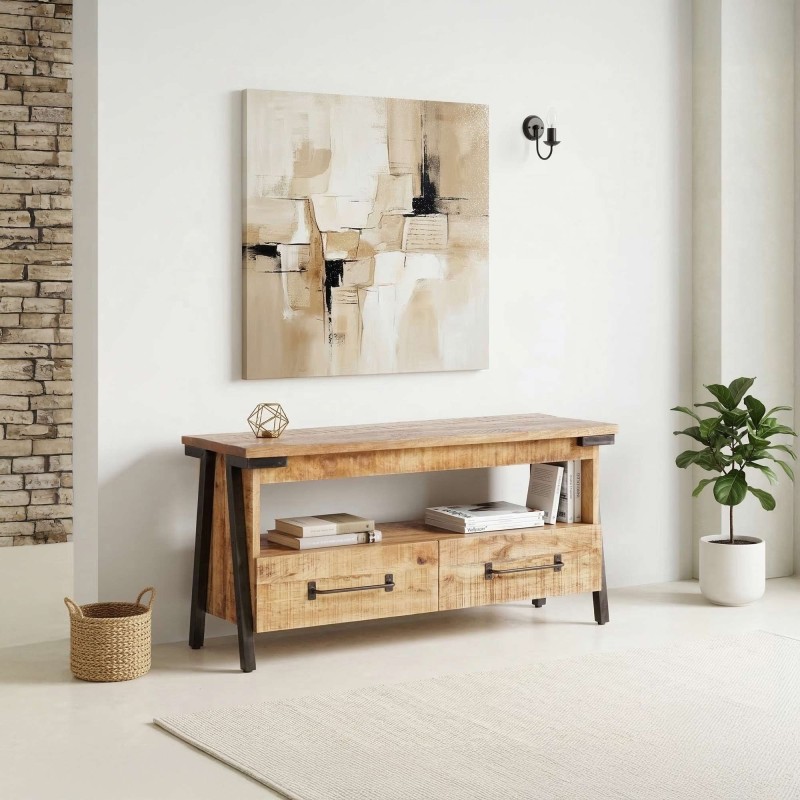 TV-Möbel Holz & Metall 120 cm - Retro Archi