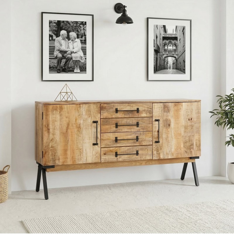 Wohnzimmer-Sideboard aus Massivholz - Retro Archi