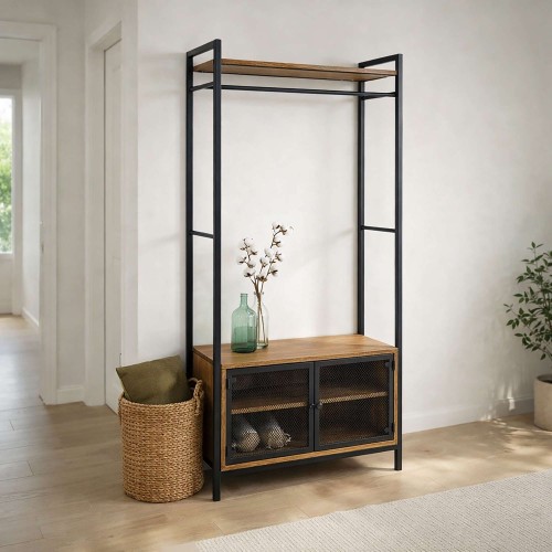 Garderobenmöbel mit Garderobenständer im Eingangsbereich