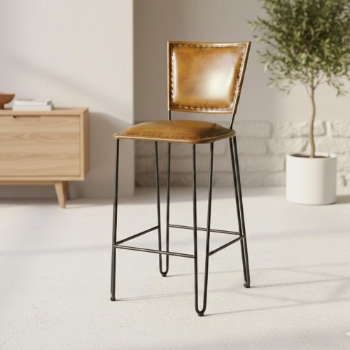 Vintage-Barstuhl aus Metall und Leder - Smart